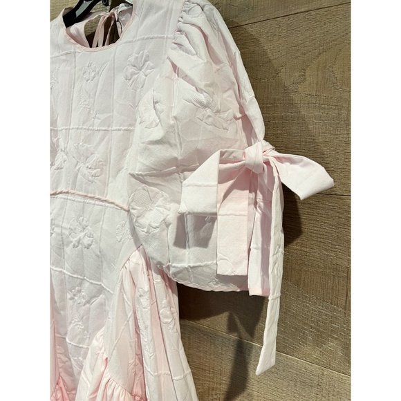 NEW CECILIE BAHNSEN Danita asymmetric-ruffle back-tie cotton dress Size US 2 - Picture 4 of 12